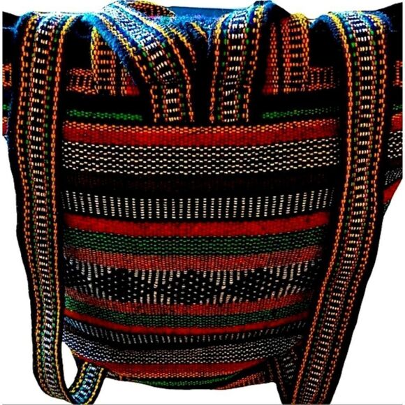 EUC Pinson Large Brightly Colored Moroccan Boho Woven Backpack Bag - Picture 5 of 6